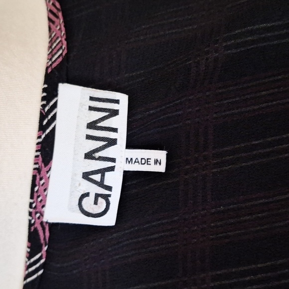 Ganni Georgette Check Long sleeve crepe wrap dress SZ 40 - Picture 14 of 16